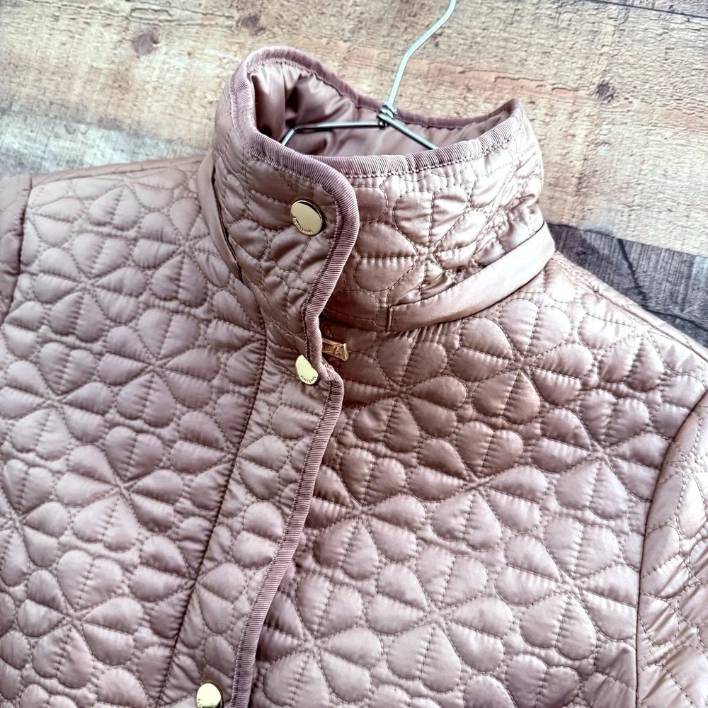 Kate Spade Latte Puffer Jacket with Quilted Spade Design